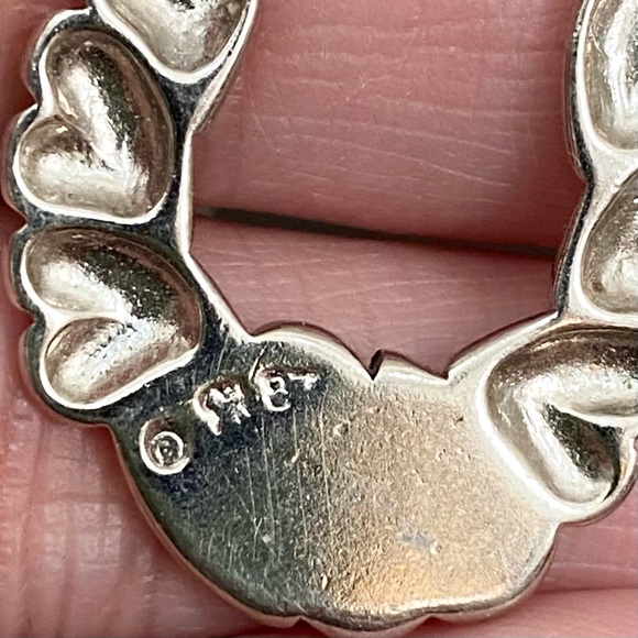 Vintage Signed Yin Yang Hearts Turquoise & Coral Inlay Silver Drop Earrings - Picture 11 of 11